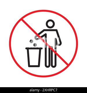 Do not litter icon Black line art vector in black and white outline set collection sign Illustrazione Vettoriale