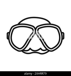 Icona della maschera subacquea Black line art Vector in bianco e nero contorno set segno di collezione Illustrazione Vettoriale