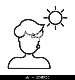 Icona umana bollente Vector d'arte Black line in bianco e nero con il simbolo della collezione Illustrazione Vettoriale