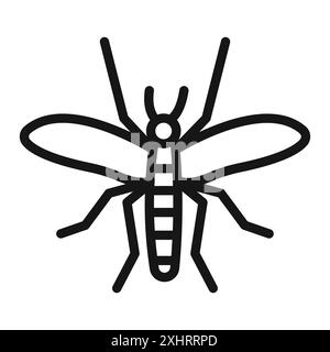 Icona malaria Black line art vettoriale in bianco e nero contorno set segno di collezione Illustrazione Vettoriale