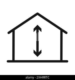 Icona altezze minime del soffitto Vector Black line art in bianco e nero con il simbolo di raccolta del set di contorni Illustrazione Vettoriale