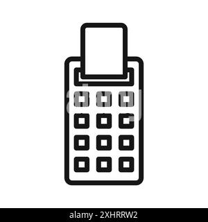 Icona del terminale di pagamento. Vettore grafico linea nera con il simbolo di raccolta del set di contorni in bianco e nero Illustrazione Vettoriale