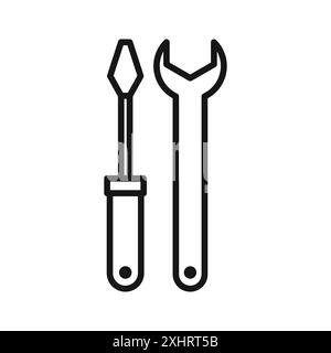 Icona di riparazione vettore grafico linea nera nel segno di raccolta del set di contorni in bianco e nero Illustrazione Vettoriale