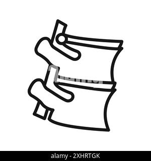 Icona della sindrome radicale della radiculopatia Black line art Vector in bianco e nero contorno set segno di collezione Illustrazione Vettoriale