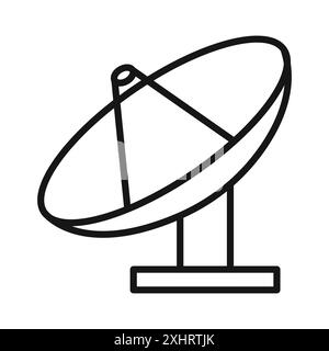 Icona dell'apparato satellitare Black line art Vector in bianco e nero contorno set segno di raccolta Illustrazione Vettoriale