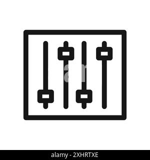 Icona del mixer sonoro Vector grafico linea nera in bianco e nero segno di raccolta del set di contorni Illustrazione Vettoriale