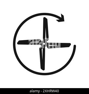 Icona di ventilazione Vector art linea nera in bianco e nero segno di raccolta set contorno Illustrazione Vettoriale