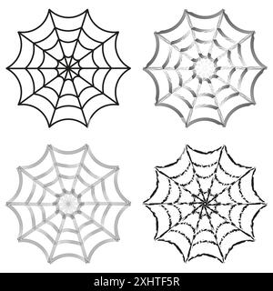 Ragnatela. Collezione in bianco e nero. Vari web design. Illustrazioni vettoriali dettagliate. Illustrazione Vettoriale