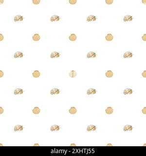 Motivo senza cuciture con granchi e conchiglie marine Foto Stock