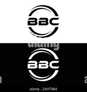 Logo BBC. DESIGN B B C. Lettera bianca della BBC. Logo BBC, B B C lettera. Logo lettera B B C in ORO, LOGO GOLDEN, TRE, stile. set di logo letter Illustrazione Vettoriale