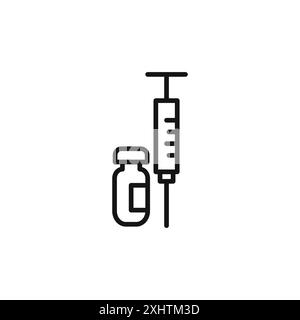 L'icona del vaccino COVID 19 delinea la raccolta o è impostata in bianco e nero Illustrazione Vettoriale