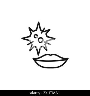 Collezione contorno icona virus herpes o set in bianco e nero Illustrazione Vettoriale