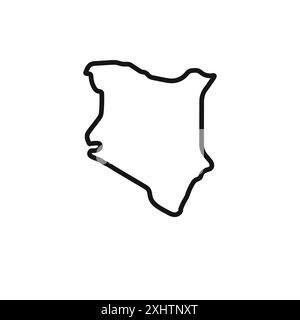 Icona della mappa del Kenya delinea la raccolta o impostata in bianco e nero Illustrazione Vettoriale