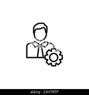 L'icona Gestione utenti delinea la raccolta o è impostata in bianco e nero Illustrazione Vettoriale