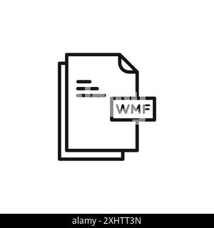 L'icona documento file WMF delinea la raccolta o è impostata in bianco e nero Illustrazione Vettoriale