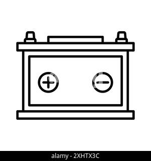 Logo lineare icona della batteria per auto Set in bianco e nero per il Web Illustrazione Vettoriale