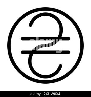 Icona Ucraina hryvnia logo lineare set collezione in bianco e nero per il web Illustrazione Vettoriale