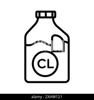 Icona chimica del cloro liquido collezione di marchi con logo lineare in bianco e nero per il Web Illustrazione Vettoriale