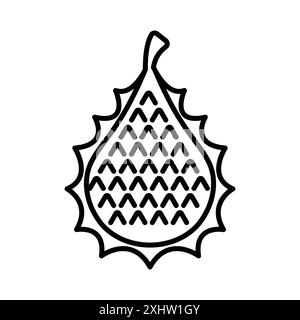 Set di marchi con logo lineare Soursop Icon in bianco e nero per il Web Illustrazione Vettoriale