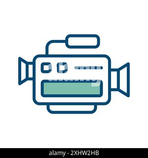 modello di disegno vettoriale dell'icona della videocamera su sfondo bianco Illustrazione Vettoriale