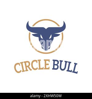 Modello con logo Animal Nature con testa circolare e corna Illustrazione Vettoriale