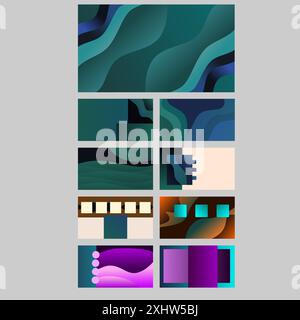 una raccolta di biglietti da visita di vari colori e forme Illustrazione Vettoriale