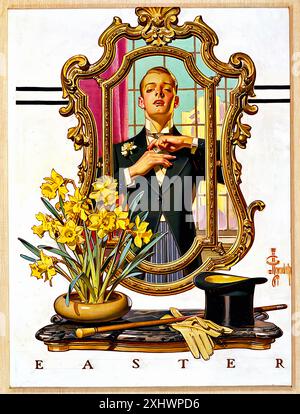 LEYENDECKER Joseph Christian - PASQUA, copertina del Saturday Evening Post, aprile 1936. - Stampa illustrata d'epoca Foto Stock