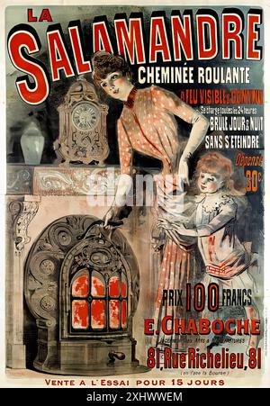 CHÉRET Jules (1836-1932) - la Salamandre Cheminé Roulante 1886 - Stampa Belle Epoque francese Foto Stock