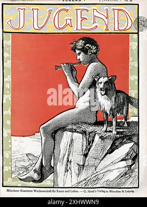 CHRISTIANSEN Hans copertina della rivista Jugend 1896 - stampa dell'era Jugendstil Foto Stock