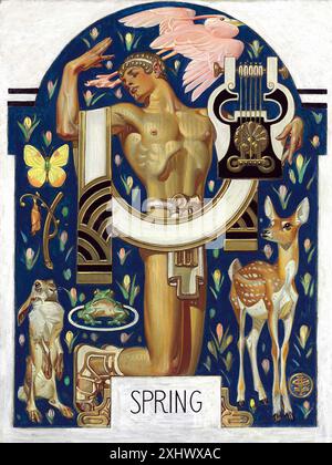 LEYENDECKER Joseph Christian - copertina del Saturday Evening Post, 30 marzo 1929. - Stampa illustrata d'epoca Foto Stock