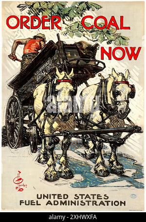 LEYENDECKER J - C - ordinare subito carbone, US Fuel Administration, 1918. - Stampa illustrata d'epoca Foto Stock