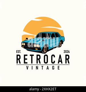 Logo auto classica logo logo logo logo logo timbro vettoriale veicolo muscolare vecchia illustrazione modello retrò vintage Illustrazione Vettoriale