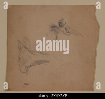 Disegno di Niels Larsen Stevns che mostra gli schizzi di una testa di animale, concentrandosi su caratteristiche e anatomia. Foto Stock