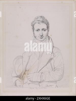 Disegno di Jean-Auguste-Dominique Ingres (1780-1867) che ritrae Jean-Charles-Chrysostome Pechanman, Barone de Vèze (1788-1854), che mostra tratti facciali, abbigliamento e postura del pittore e grafico francese in stile accademico all'inizio del XIX secolo. Foto Stock