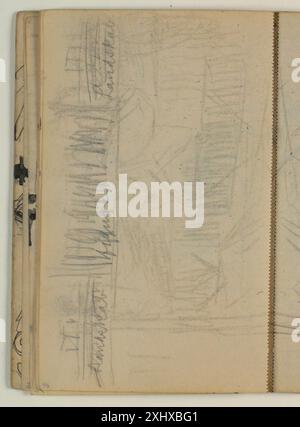 Disegno di Niels Larsen Stevns che mostra uno schizzo di composizione destinato a un'immagine di paesaggio. Foto Stock