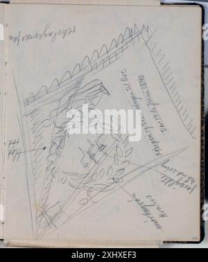 Disegno di Niels Larsen Stevns che mostra il tabard della gilda delle corde con indicazioni di colore. Foto Stock