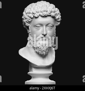 Scultura principale di Marco Aurelio, imperatore romano e filosofo stoico Foto Stock