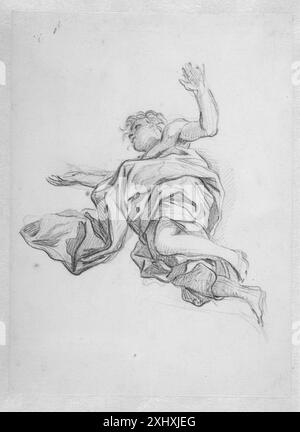 Figura volante in un abito che scorre visto da sotto Marra, Francesco la 1710 - 1780 disegnando disegni napoletani. Disegni italiani nel Dipartimento di stampe e disegni, Statens Museum for Kunst, Chris Fischer, nr. 145, 2006 Flying figure in una veste che scorre visto dal basso Foto Stock