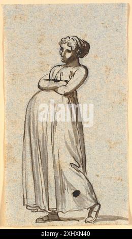 Disegno caricaturale di Nicolai Abildgaard che ritrae una donna incinta che cammina, enfatizzando caratteristiche esagerate in uno stile umoristico o satirico. Foto Stock
