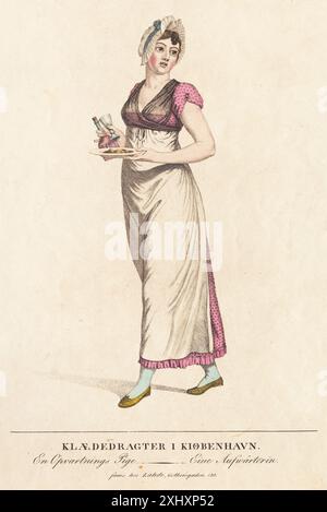 La ragazza della ragazza Lahde, Gerhard Ludvig 1765 - 1833, Senn, Johannes 1780 - 1861, Lahde, Gerhard Ludvig 1765 - 1833 incisione in rame, Print Samlinger til en beskrivende Fortegnelse over danske kobberstik, raderinger, illustratore m., Frederik G. Krohn, nr. 1157, D 3448, 1889. Dansk grafik: [i 2 bd.], Jørgen Sthyr, p. 13, 16065, 1943-1949 Opvartnings Pige Foto Stock