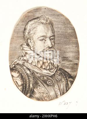 Incisione in rame di Hendrick Goltzius raffigurante Jacques de la Faille, inclusa in incisioni e incisioni olandesi e fiamminghe dal 1450 al 1700. Foto Stock
