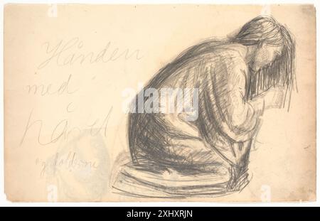 Disegno di Niels Larsen Stevns che mostra Maria inginocchiata, raffigurante postura, gesto e contesto devozionale. Foto Stock