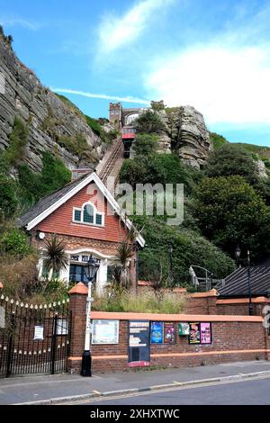 funicolare east hill cliff a hastings, east sussex, regno unito luglio 2024 Foto Stock