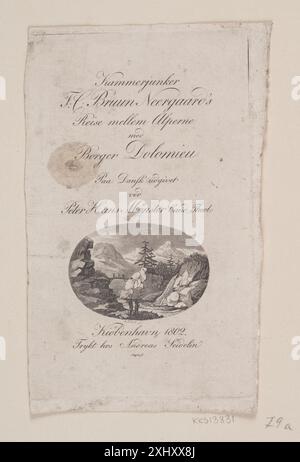 Frontespizio di Bruun Neergaard, viaggio tra le Alpi Flint, Andreas 1767 - 1824, Bruun Neergaard, T.C. 1776 - 1824 Aquatint, Print Titelblad til Bruun Neergaard, Rejse Mellem Alperne Foto Stock