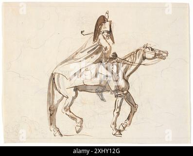 Una caricatura di Nicolai Abildgaard (1743-1809) che ritrae una figura militare a cavallo, enfatizzando l'espressione, il movimento e lo stile satirico. Foto Stock