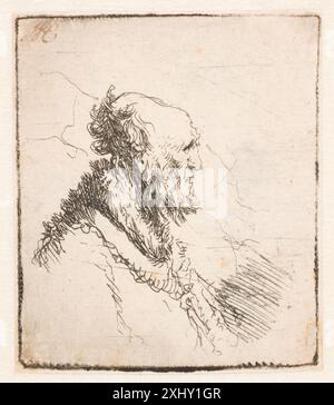 Vecchio calvo con la barba corta, di profilo a destra Rembrandt van Rijn 1606 - 1669 incisione, Stampa il New Hollstein incisioni olandesi e fiamminghe, incisioni e xilografie 1450-1700, Rembrandt (7 voll: Testo, piatti, copie), Erik Hinterding, 147 II, C 55013:1-7, 2013. The Illustrated Bartsch 50, supplemento, Rembrandt Harmensz. Van Rijn, Stephanie S. Dickey, 306, C 36238, 1993. Incisioni di Rembrandt: Un saggio e un catalogo con alcune note sui disegni, Arthur M. Hind, 136 i, 6545, 1912. L'oeuvre gravé de Rembrandt: Avec un Catalog raisonné, Dmitri Rovinski, 306, 6728, 1890. Les marques de col Foto Stock