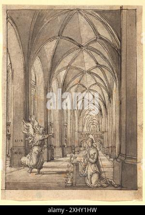 L'Annunciazione Huber, Wolfgang 1480 - 1553 disegni tedeschi prima del 1540. Disegni dell'Europa centrale nel Dipartimento di stampe e disegni, Statens Museum for Kunst, Mikael Bøgh Rasmussen, 34, 2001-248, 2000. Dürer et son temps: De la Réforme à la Guerre de Trente ANS, Ubekendt, AFB. p. 142 (cat. 20 ill. 3). OMT. Pag. 142, C 55323 del 2012. Kunstværkets tilblivelse, Chris Fischer, Kat. n. 29, fig. 39, 2018. Albrecht Altdorfer. Maître de la Renaissance Allemande, Violaine Bouvet-Lanselle, fig. 39, afb. Pag. 252, 2020 l'Annunciazione Foto Stock