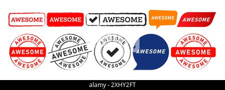 fantastico timbro di gomma e bolla vocale per citazioni di ispirazione motivazionale Illustrazione Vettoriale