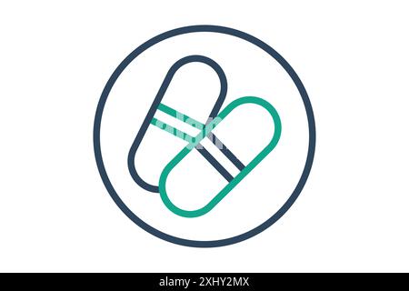 Icona della capsula. icona relativa ai supplementi. stile icona linea. illustrazione vettoriale degli elementi nutrizionali Illustrazione Vettoriale