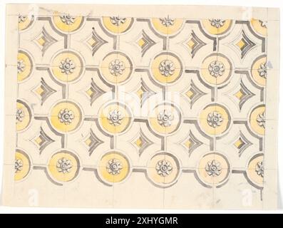 Un disegno di Nicolai Abildgaard (1743-1809) che mostra un progetto di soffitto con cassoni gialli circolari, creato come studio architettonico. Foto Stock
